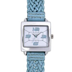 Ecclissi Ladies Vintage 90's Solid Sterling Silver Turquoise Leather Strap 23280